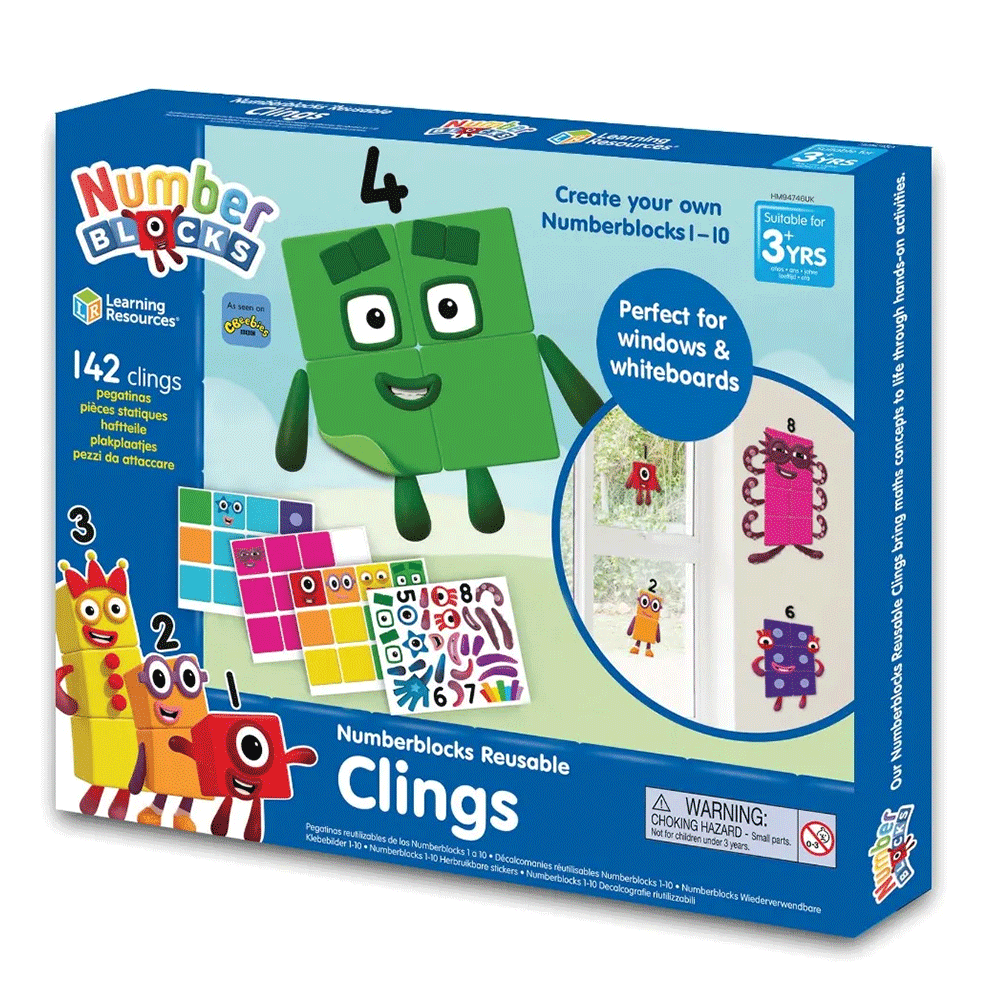 Number Blocks Reusable Clings